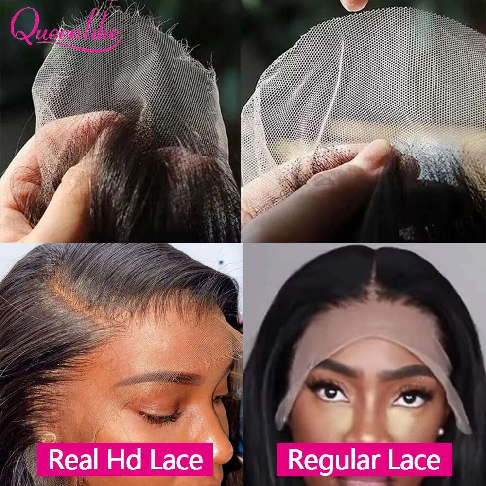 Queenlike Real Frontal 13X4 Straight Human Hair For Women Scalp Top Wigs Thin Hd Invisible Transparent Lace