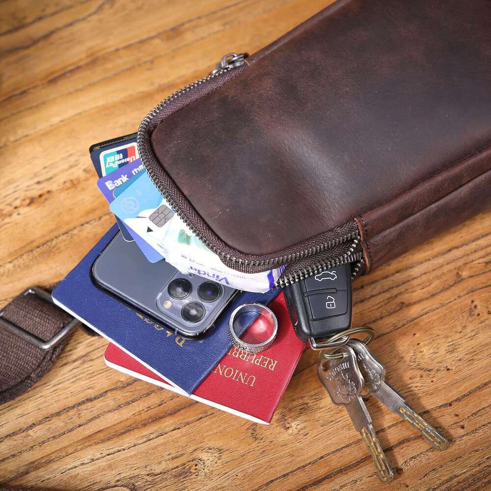 Premium Genuine Chest For men Vintage Full Grain Leather Crossbody Shoulder Sling Bag Daypack Large Capacity