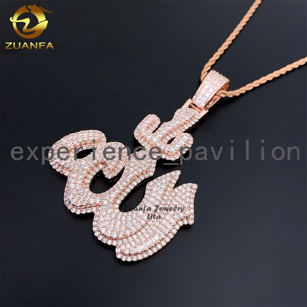 Hip Hop Jewelry Fashion Nice High Quality 925 Silver Iced Out Mens Moissanite Allah Pendant