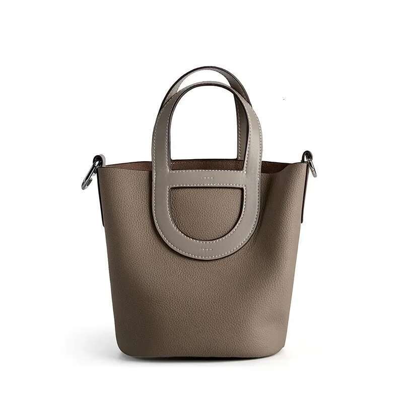 2024 Women Top Layer Cowhide Bucket Hand-Held Shoulder Cross-Body Leather Women's Bag Tide