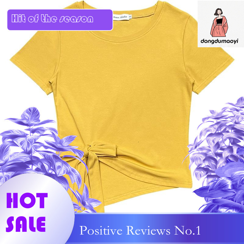 dongdumaoyi 2025 Summer New Short sleeved T-shirt Round Neck Solid Color Irregular Lace Slim Fit Versatile Unique Women's Top