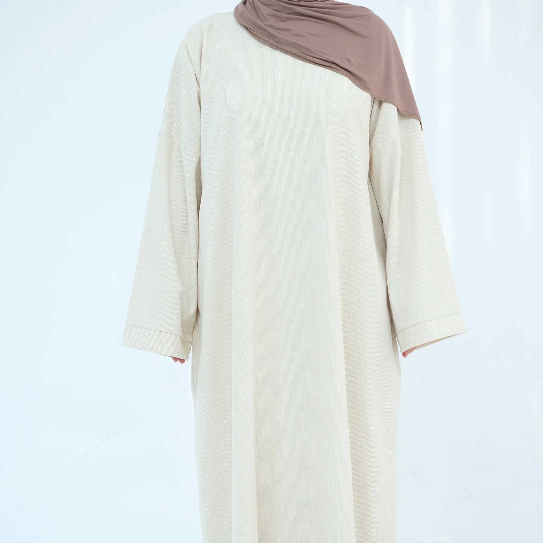 2024 Winter Dubai Women Corduroy Abaya Dress Ramadan Eid Arabic Modest Muslim Clothing Islam Party Jalabiya Fashion Turkey Robe X250514