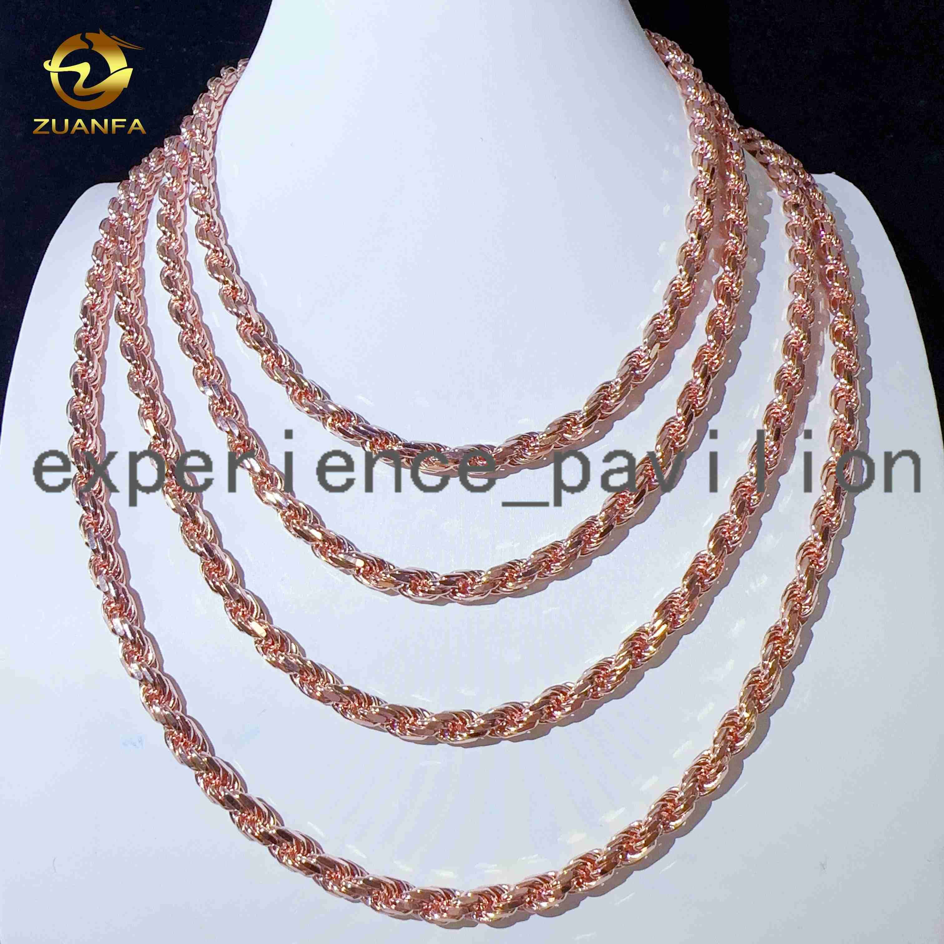 Fashion Hip Hop 6mm 925 Sterling Silver Necklace With Moissanite Clasp Iced Out Rope Chains for Men women