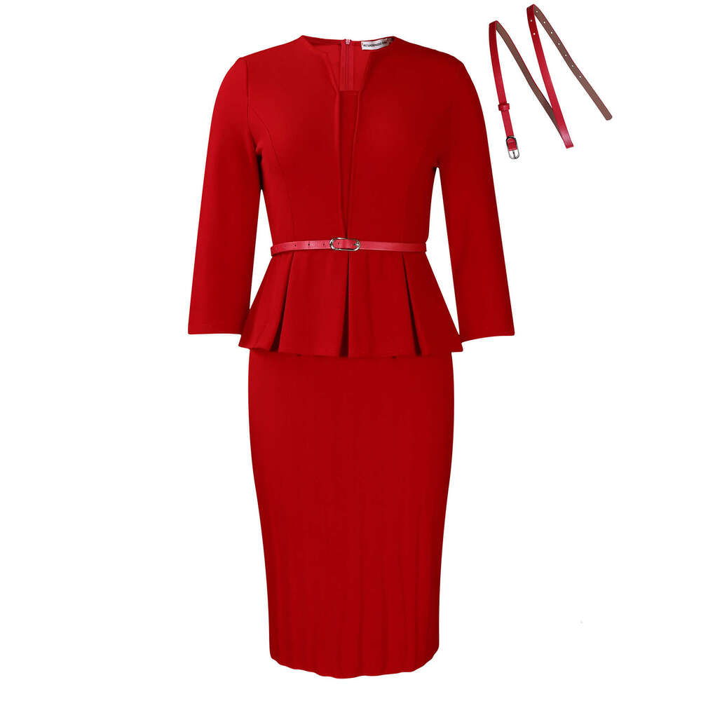 Women's Wear Women's Wear Winter Women's V-Neck Ruffled Edge High Waisted Slimming OL Commuting Pencil Skirt Dress