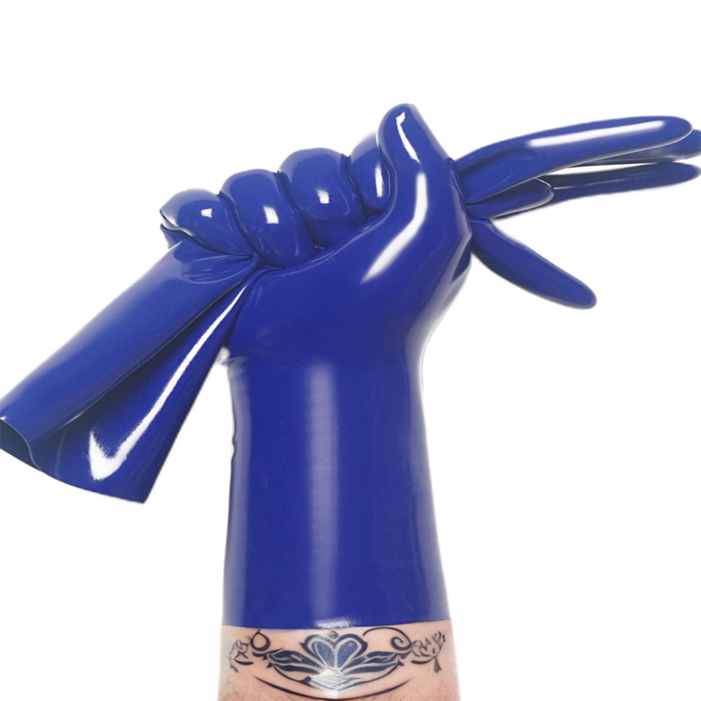 customized gloves men rubber blue latex fetish wear Men gloves mark Latex catsuit male fetish hood chlorine bodysuit