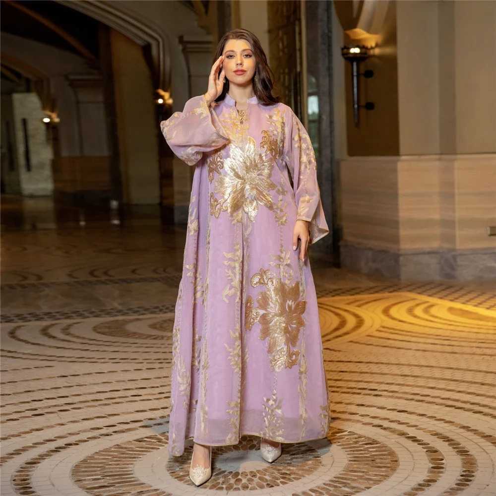 Muslim Abaya Dress Dubai Ramadan Sequins Floral Embroidered Moroccan Caftan Women Evening Gown Eid Djellaba Jalabiya Vestidos X250514