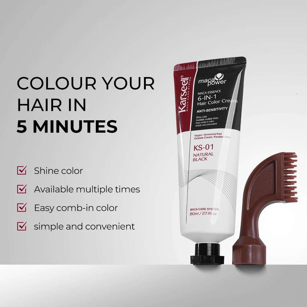 Karseell 6-In-1 White Dye For Men Women Natural Balck And Brown Color Cream Easy Comb-In Hair Coloring Products