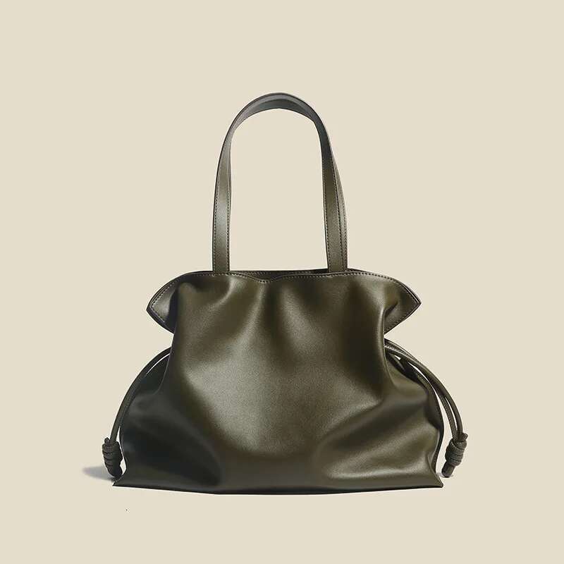 Leather Lucky Bags ,women Cowhide Crossbody Shoulder Bag,large Capacity Pleated Design Bucket Style Tote Underarm Handbag