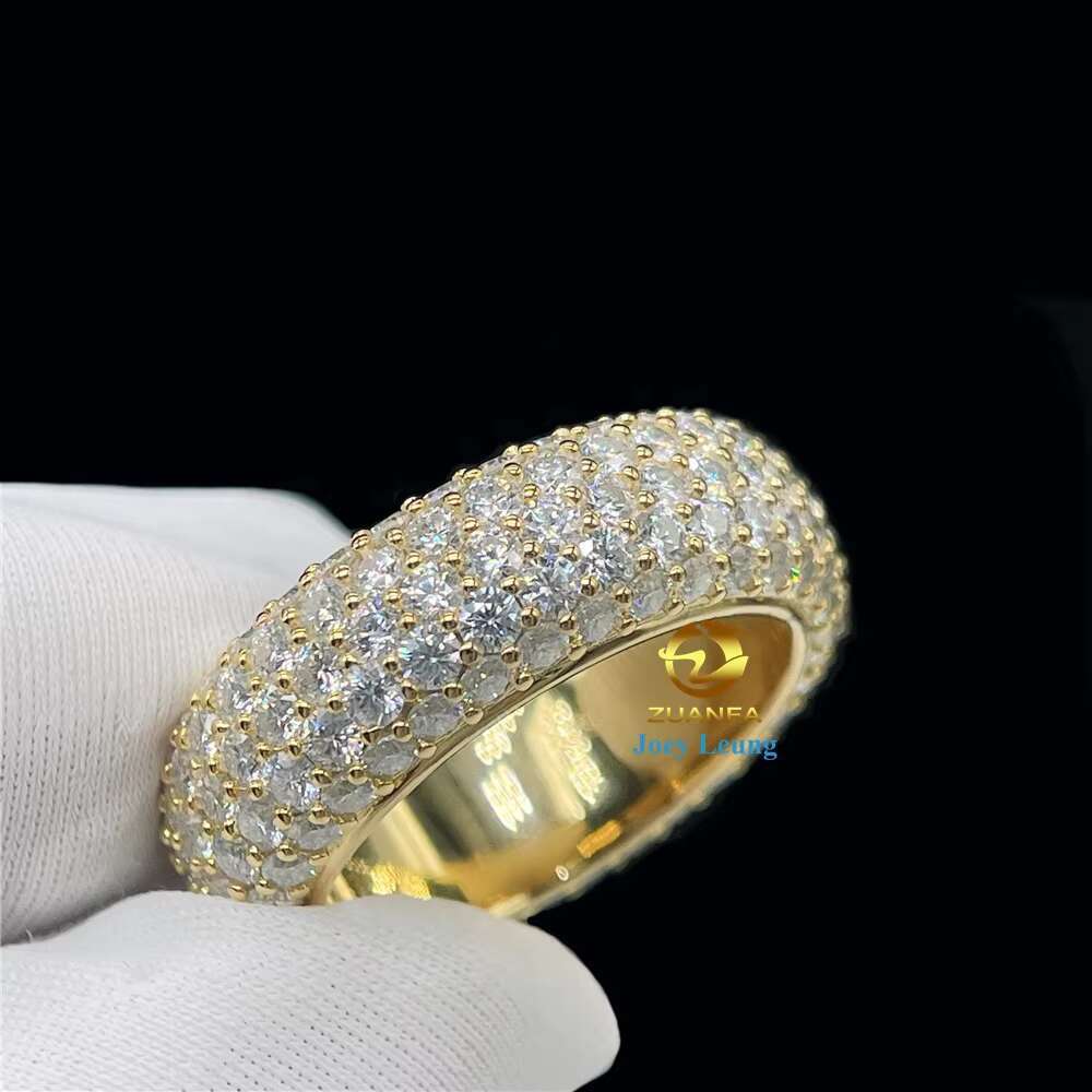 5 Rows Stone 925 Sterling Silver 14K 18K Gold Plated Iced Out Jewelry VVS Moissanite Eternity Band Rings