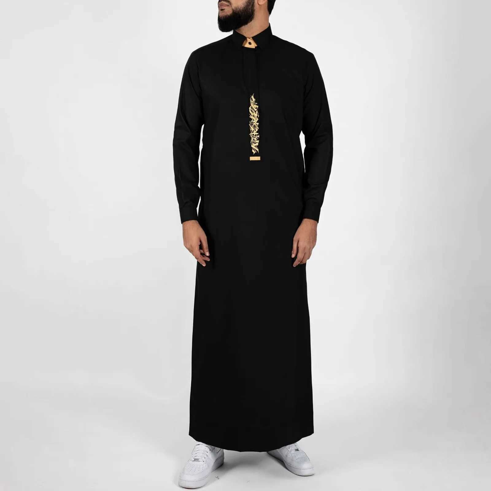 Mens Long Robe Muslim Embroidery Dishdasha Modest Islamic Dubai Saudi Abayas Prayer Abaya Kaftan Ramadan Morocco Jubba Thobe X250514