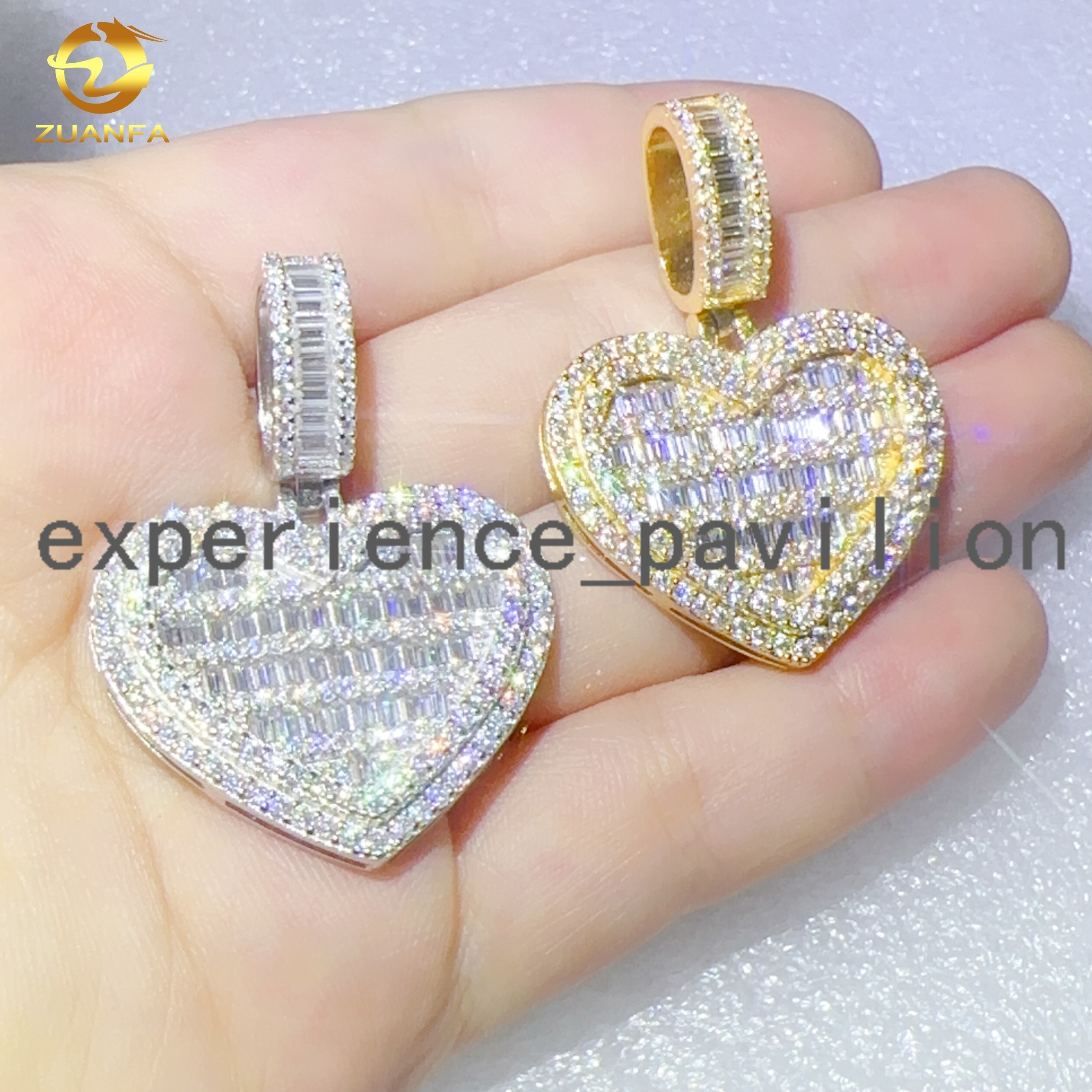Emerald Diamond Pendant 925 Silver Iced Out Moissanite Pendant Custom Jewelry Heart Shape Pendant