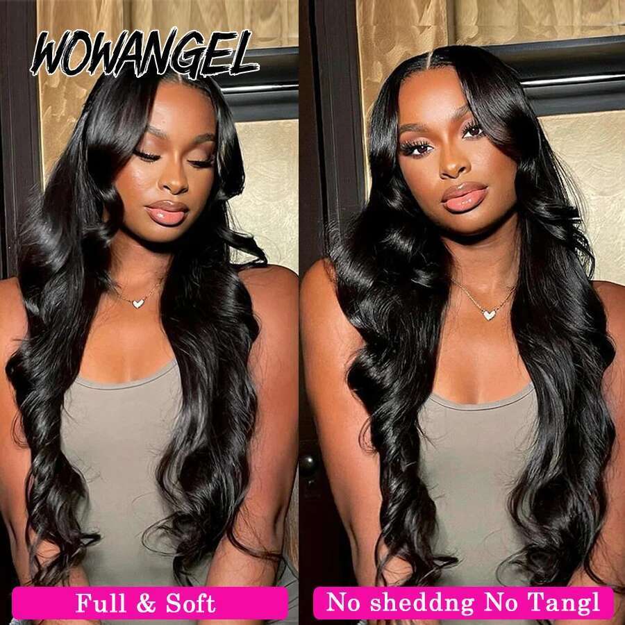 Wow Angel 250% Density 13X6 Front Body Wave Melt Skins 13X4 HD Lace Full Frontal Wig Human Hair Wigs Pre Plucked