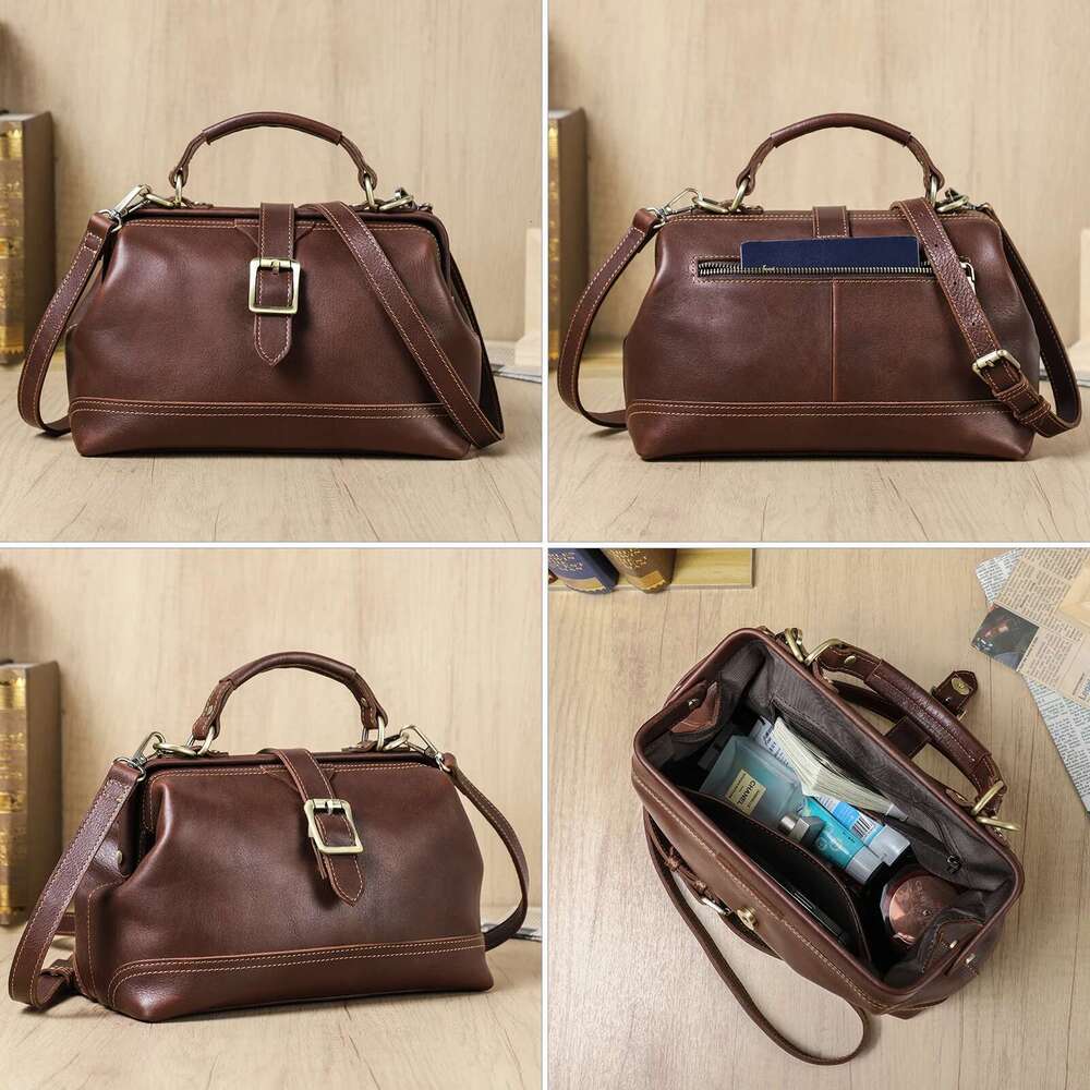 New leather suspender shoulder bag women's designer handbag women's handbag fashion women's doctor bag