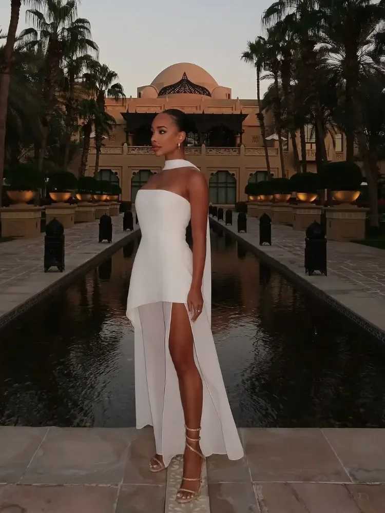 Fashion Strapless Ribbon Mesh Patchwork Maxi Dress Elegant Sleeveless Backless Vacation Long Dresses 2025 New Women Beach DressesXJ250514
