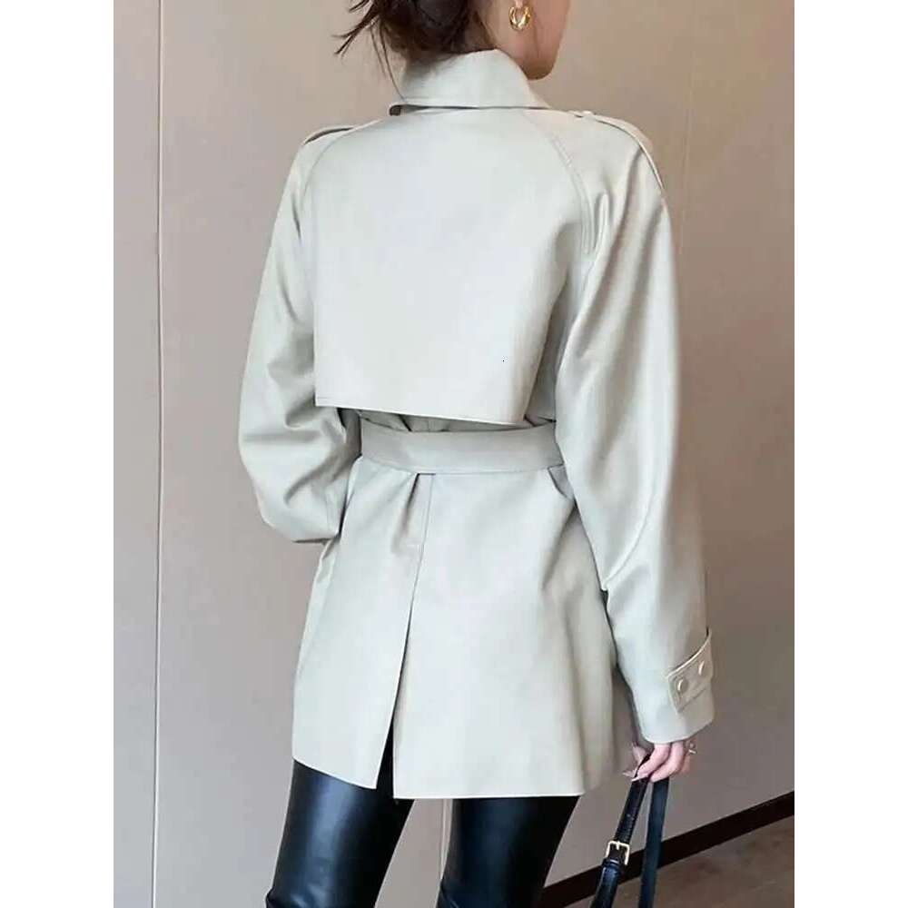 EAM Black Belted Big Size Jacket Loose Fit New Lapel Long Sleeve Women Quilted Coat Fashion Tide Spring Autumn 2025 30A1210