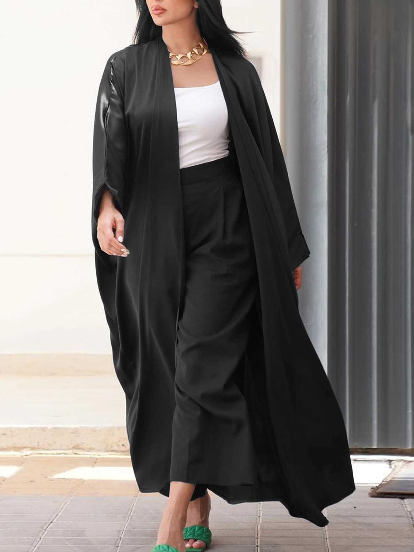 Bat Slve Modest Kaftan Black Navy Advanced Fashion Muslim Dubai Arab Party Abaya Cardigan Robe Corban Eid Al Adha Stylish X250514