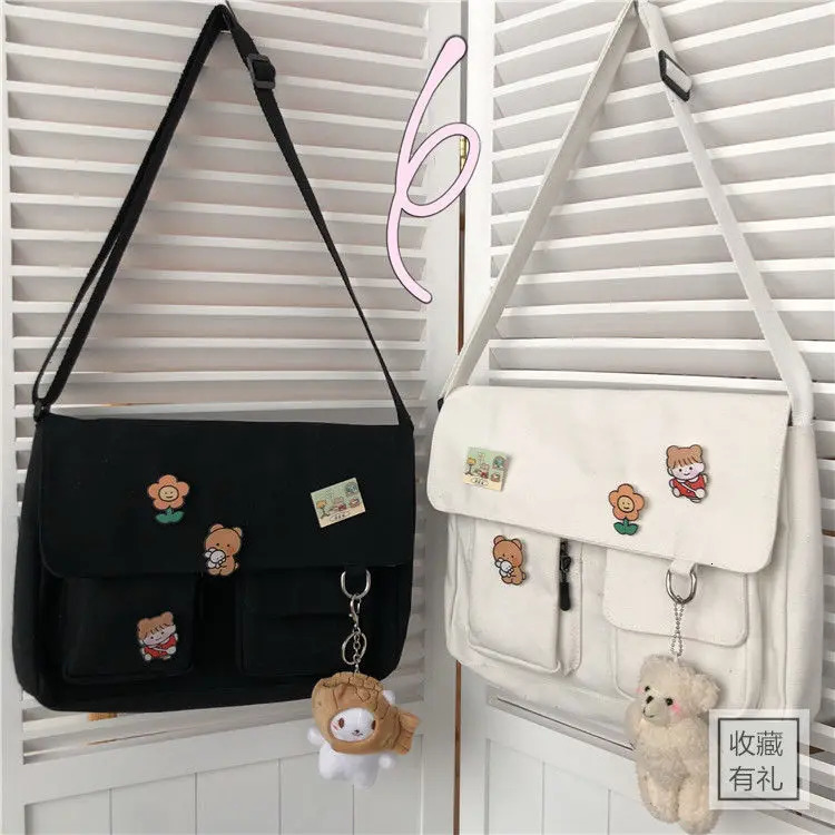 Women Simple Crossbody Bag Cute Casual Satchel Girls Shoulder Pouch Sweet Printed Canvas Cross School Bags Purse 250514