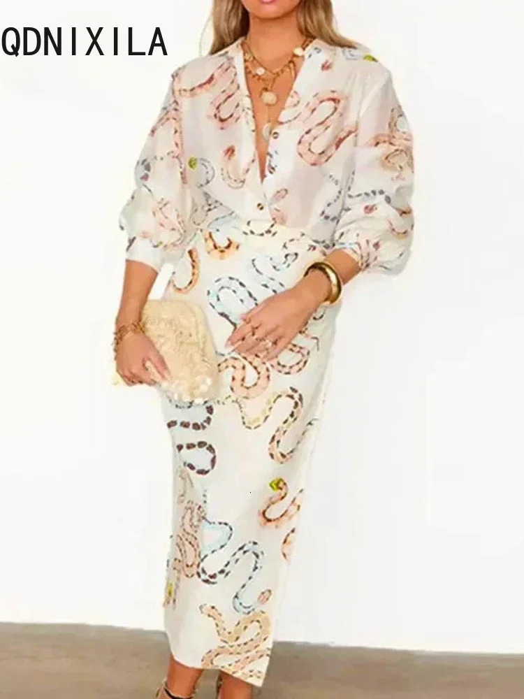 Summer Spring Women Skirts Sets Animal Printed Elegant Oversized Long Sleeve Shirts High Waist Two Piece 250514