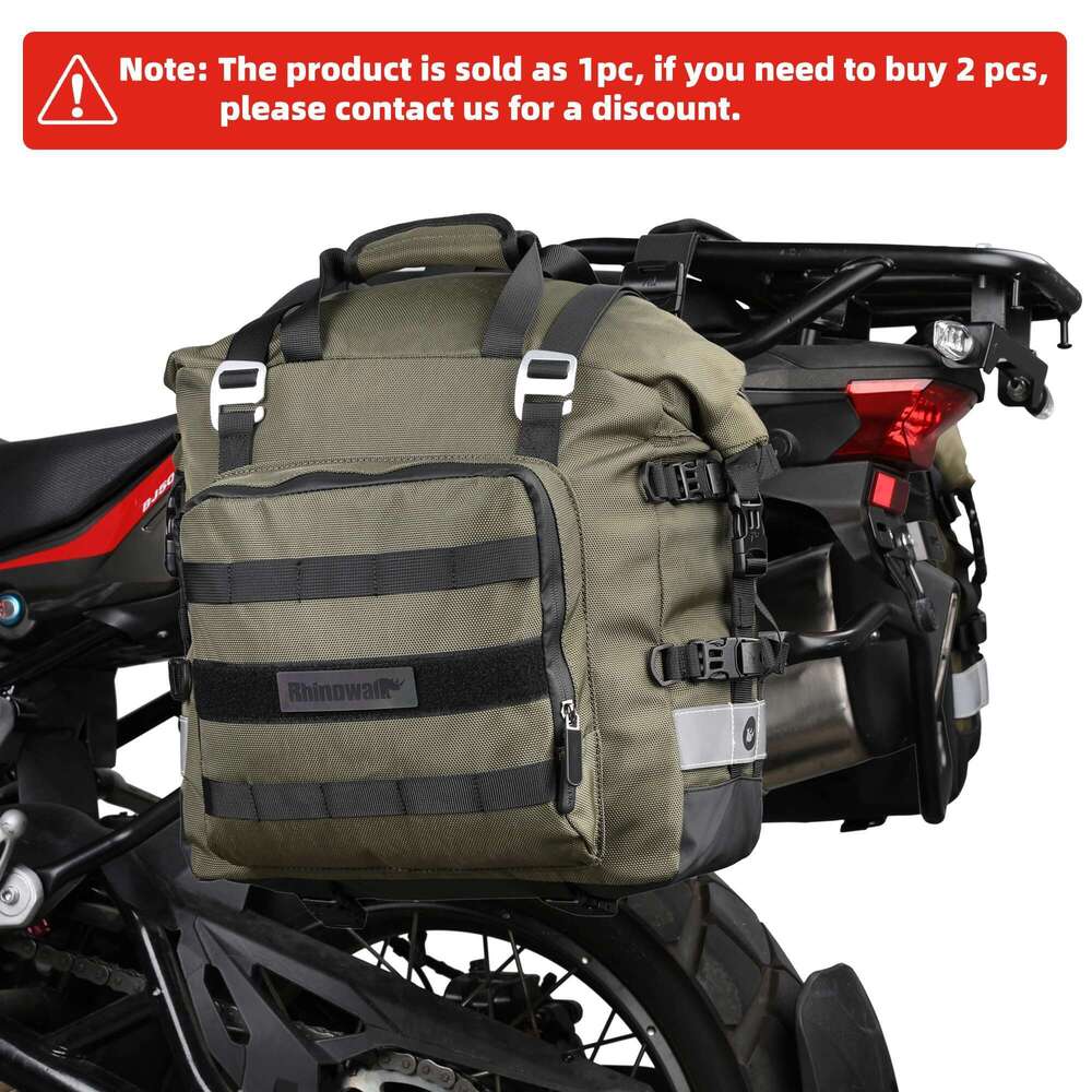 Rhinowalk Motorcycle Side Fully Waterproof Inside 20L Expand 30L Universal Hook Saddle Bag With Removable Motorbike Lage