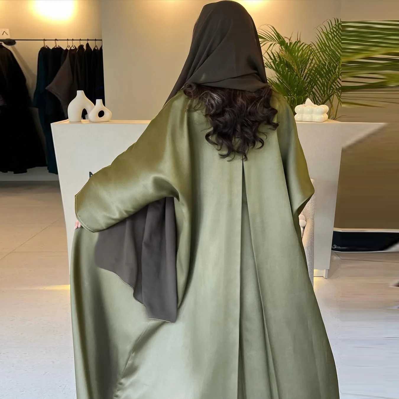 Eid Abaya Dubai Satin Muslim Dress Women Kimono Open Abayas Turkey Kaftan Ka Caftan Marocain Femme Robe Islam Jalabiya Gown X250514