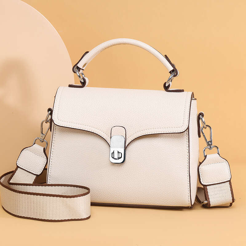 Tote Bag Top Layer Cowhide Fashionable Handbag Versatile Wide Strap Single Shoulder Tote Bag Light Luxury Texture Large Capacity Crossbody Bag KQ