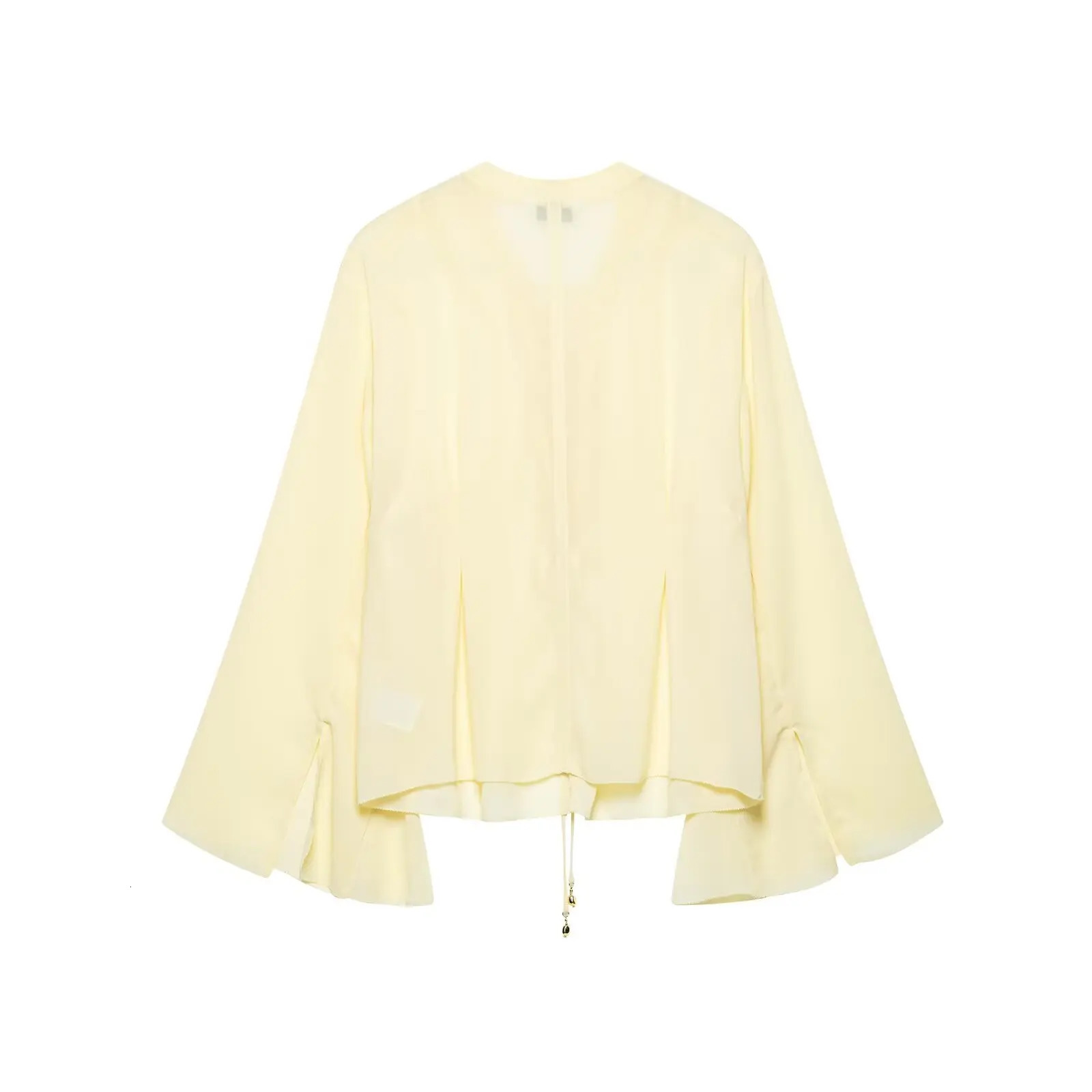 UNIZERA Womens Shirt with Strap Chiffon Loose Long Sleeve Solid Color Temperament Summer Style 250514
