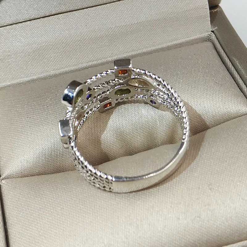 Genuine S925 Stamp Silver Color Rings for Women Hollow Engagement Ring Bijoux Bague Gift Sterling Silver Wedding JewelryXJ250514
