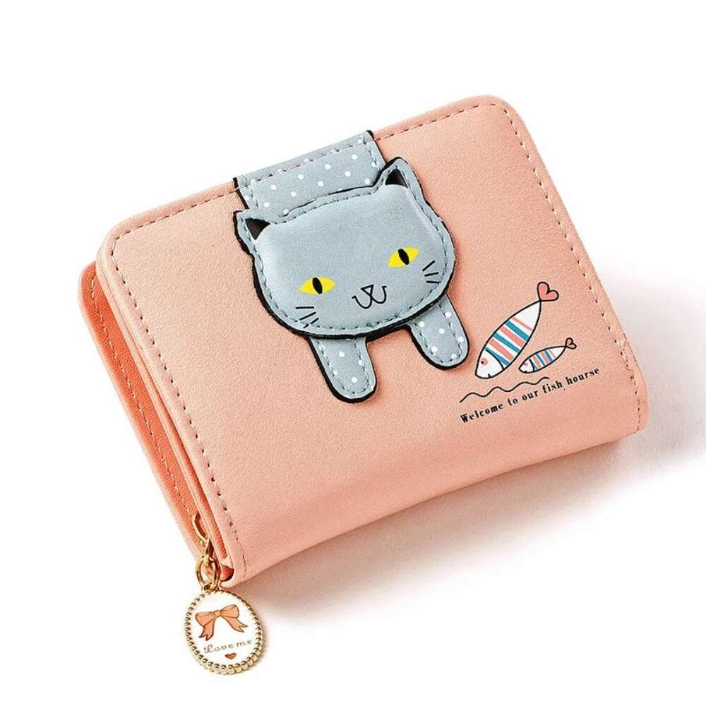 Kitty Purses for Women PU Leather Cute Short Wallets Zipper Coins Bag Women's Wallet Credit Card Holder Female Handbags