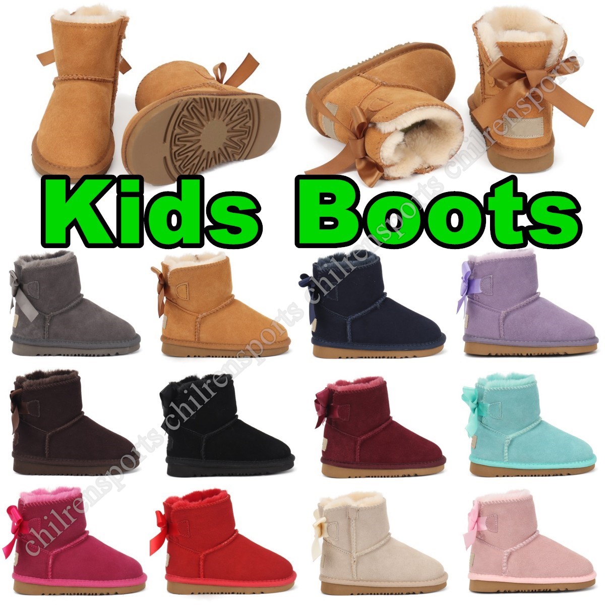 Kids shoes Australia warm Boots mini With Bows toldders boys trainers designer sneakers youth winter shoe bowknot high-quality Girls Footwear