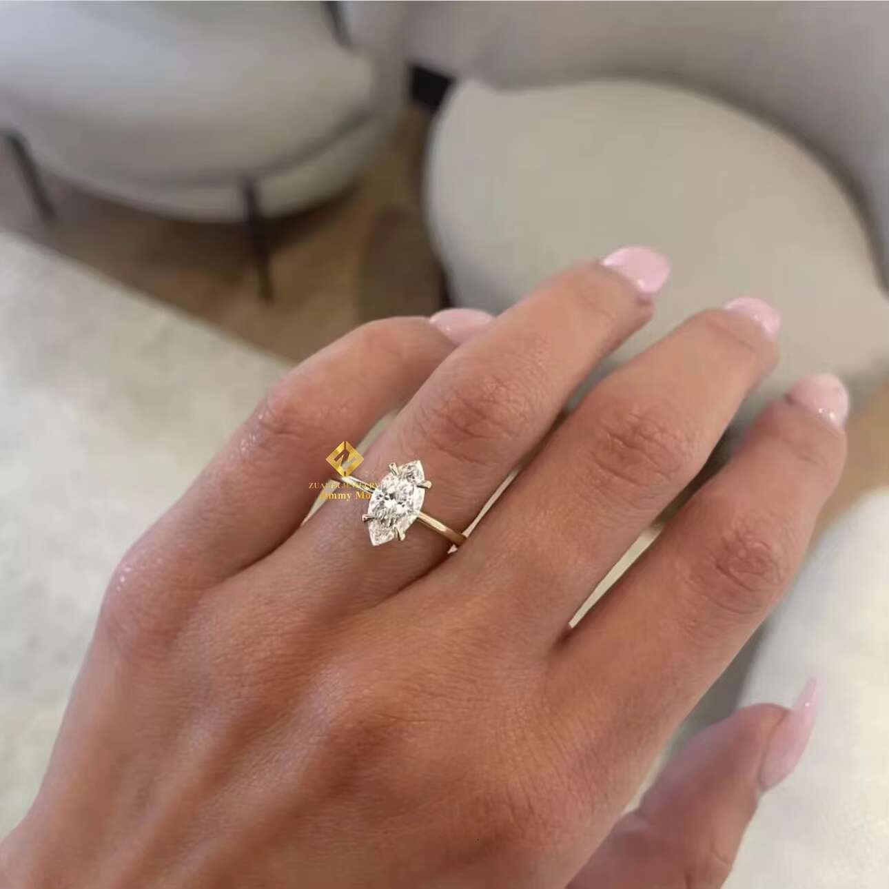 GRA Certified Gorgeous Design Unique 10k Solid Gold Real Gold Women Style 2Ct VVS Marquise Moissanite Engagement Ring