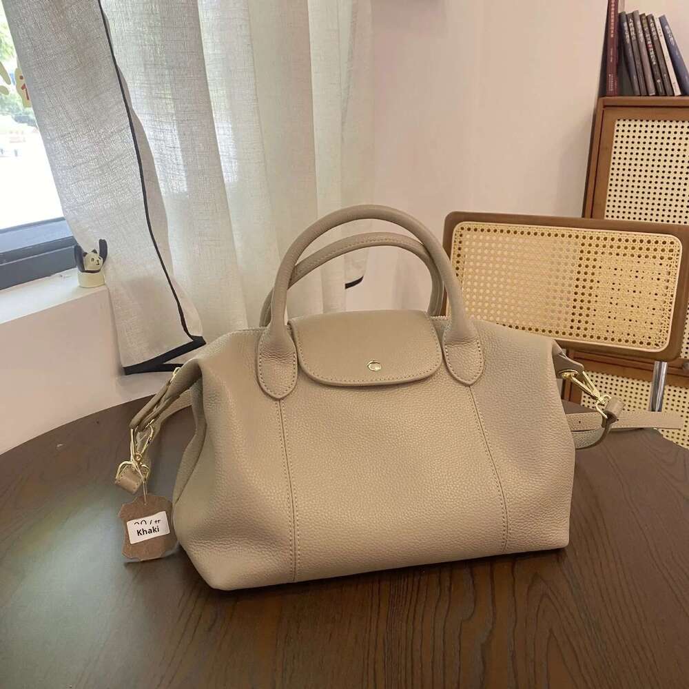 Soft Cow Leather Dumpling Shape Handbag Women's Classic Top-handle Simple Design Single Shoulder Crossbody Bag