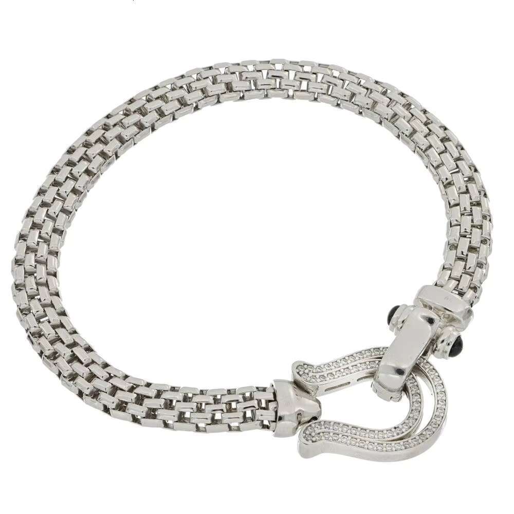 Made in Italy Sier with Horsehead Buckle Micro Setting Zircon Mesh Handmade Jewelry Elegant Women's Bracelet