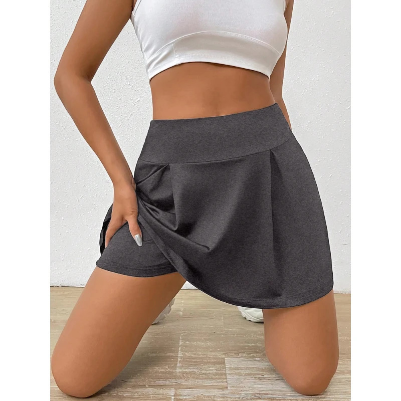 Summer Womens Dresses Casual Holiday Style High Waist Pleated Skirt Builtin Safety Shorts Sports Minimalist Solid Colour 250514