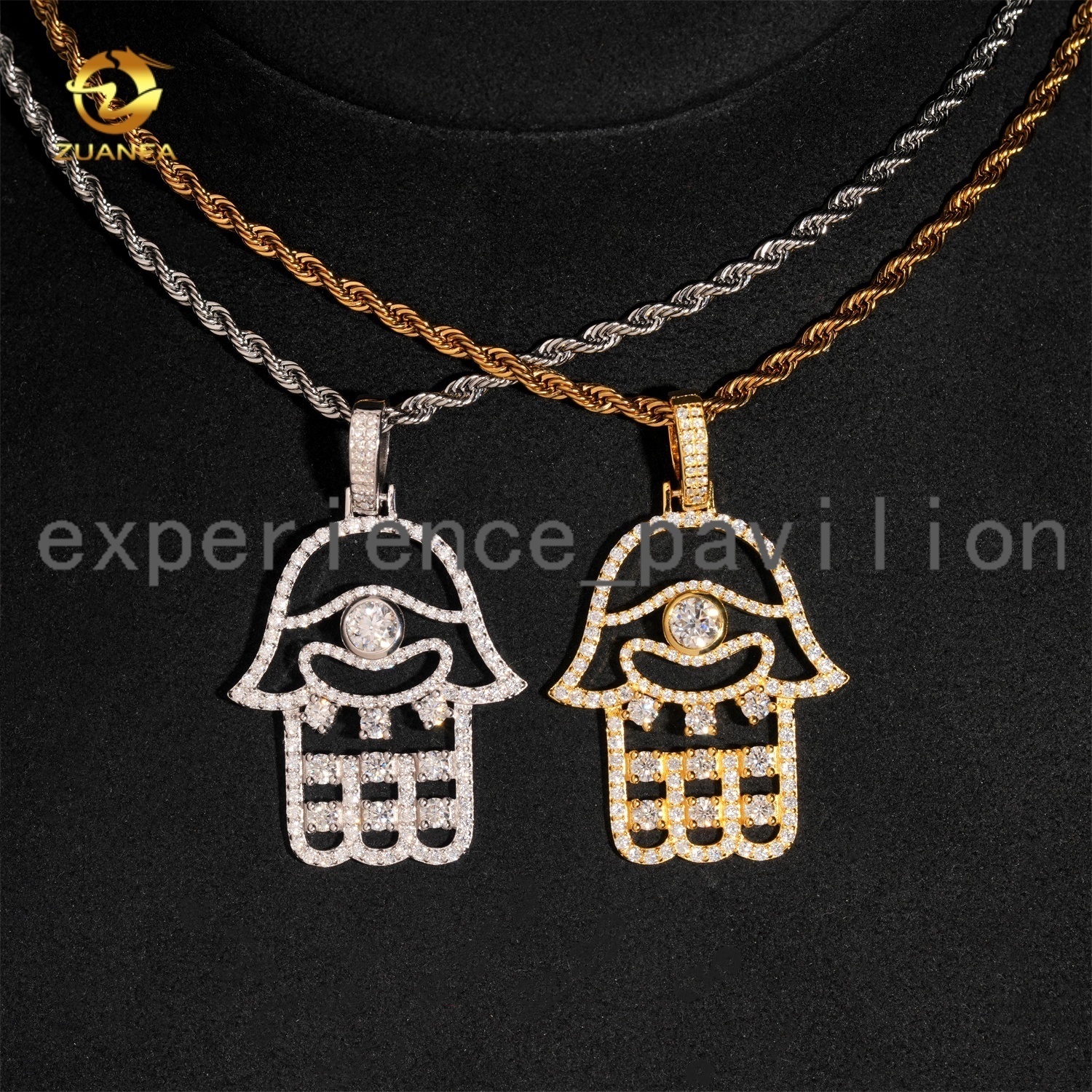 Hip Hop Jewelry High Quality Iced Out Hollow Hamsa Hand 925 Silver VVS Moissanite Pendants