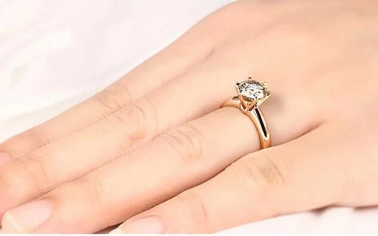 18K Rose Gold Solitaire 1.5ct Created Diamond Ring Party Wedding Band Rings for Women Bridal Engagement Jewelry GiftXJ250514