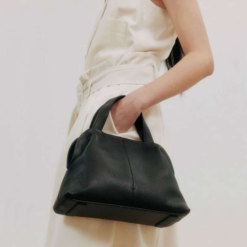 Tote Bag Head Layer Cowhide Large Capacity Genuine Leather Handbag For Women New Autumn And Winter Niche High End Feeling Boston Pillow Bag KQ