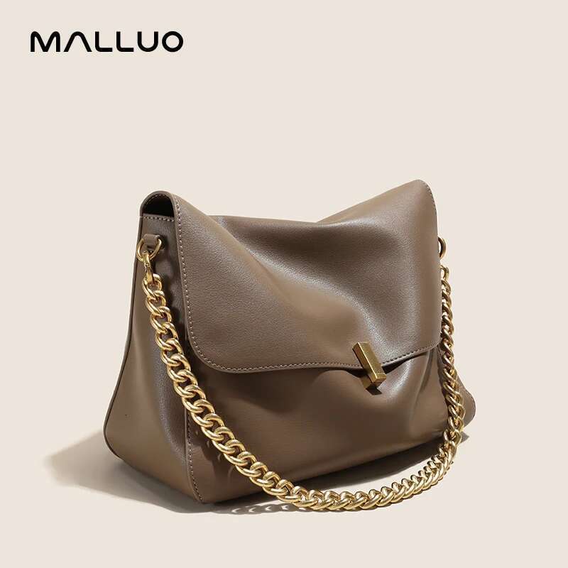 Women Large Korean Cow Flap Shoulder Chain Bag Solid Genuine Leather Female Crossbody Handbag Messenger 250514