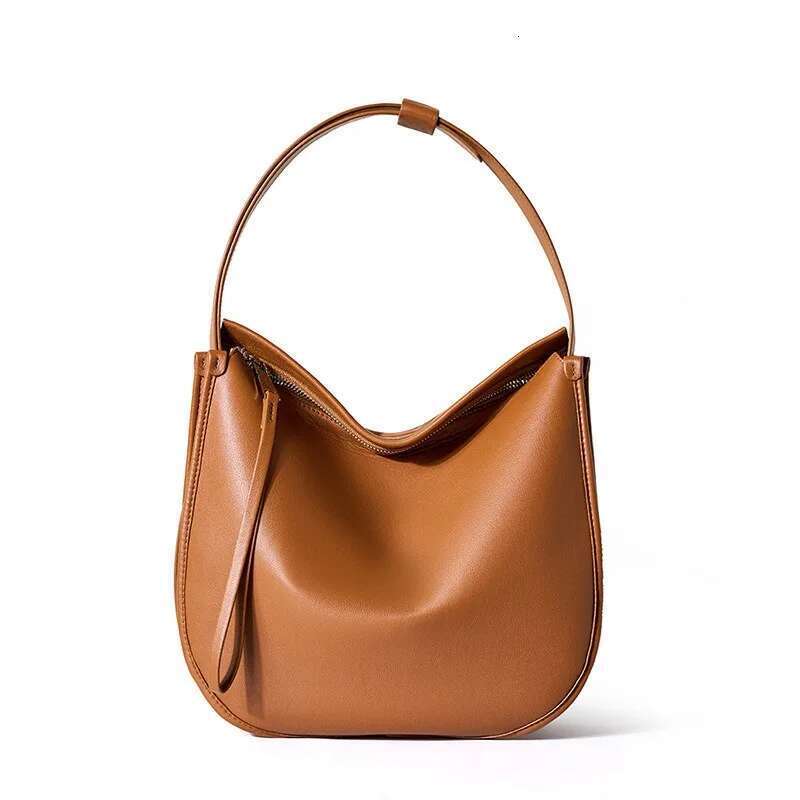 Lazy style 2025 minimalist and comfortable soft leather tote bag, cowhide commuting large capacity single shoulder crossbody bag
