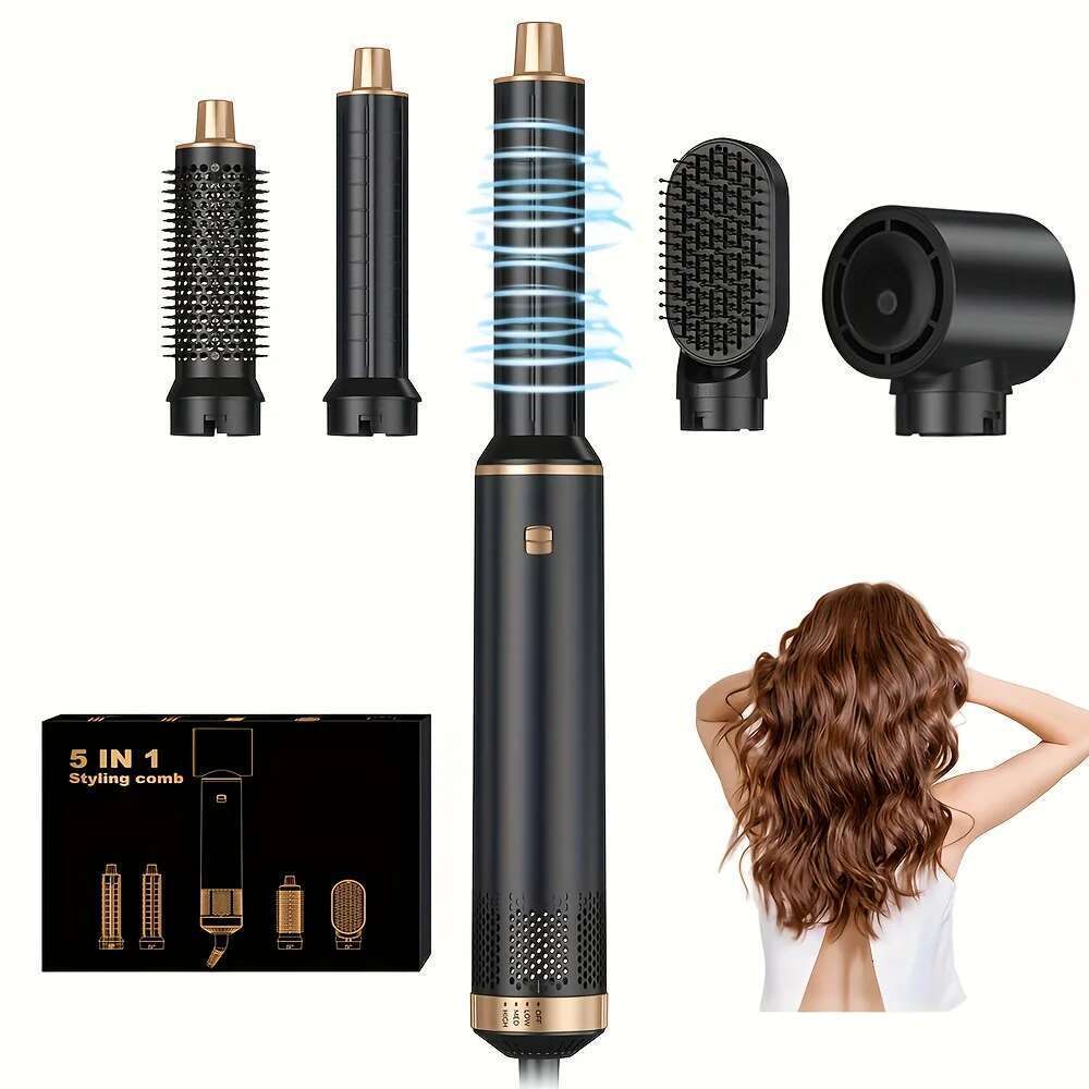 5 in 1 Electric Negative Ion Straightener Comb Curling Iron Detachable Multifunctional Heating Brush Hair Dryer
