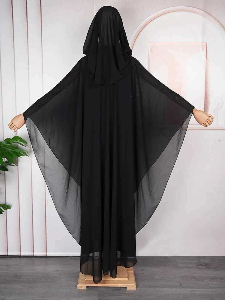 Abaya Femme Musulman Dubai Turkey Black Kaftan Long Slve Chiffon Hooded Dresses Wedding Party Prom Evening Gown Islamic Sets X250514