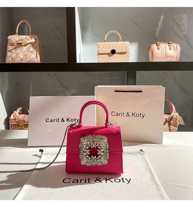 Satin Women's Handbag Crystal Shiny Rhinestones Dia Evening Wedding Party Clutch Purse Shoulder Messenger Bag