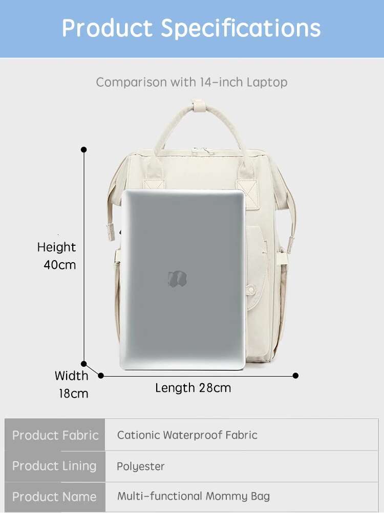 PANGDUBE Nappy with 2pcs Stroller Hooks Mummy Backpack Waterproof Outdoor Travel Mommy Maternity Bag for Baby Stuff