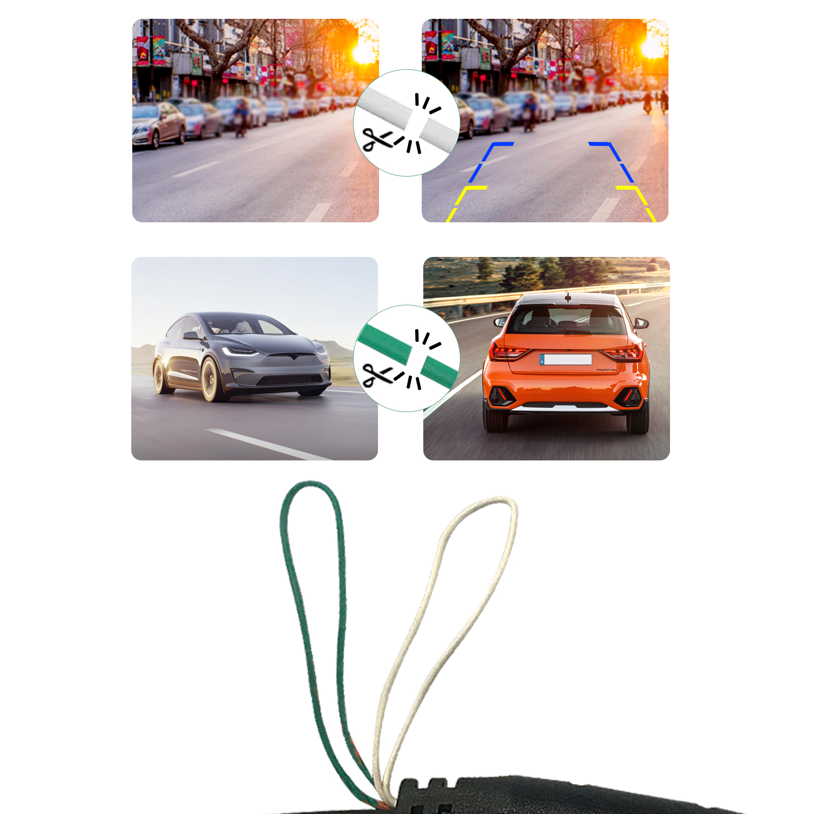 Car Backup Camera - CVBS Night Vision, 140 Degree Wide-Angle Rear View Back Cameras