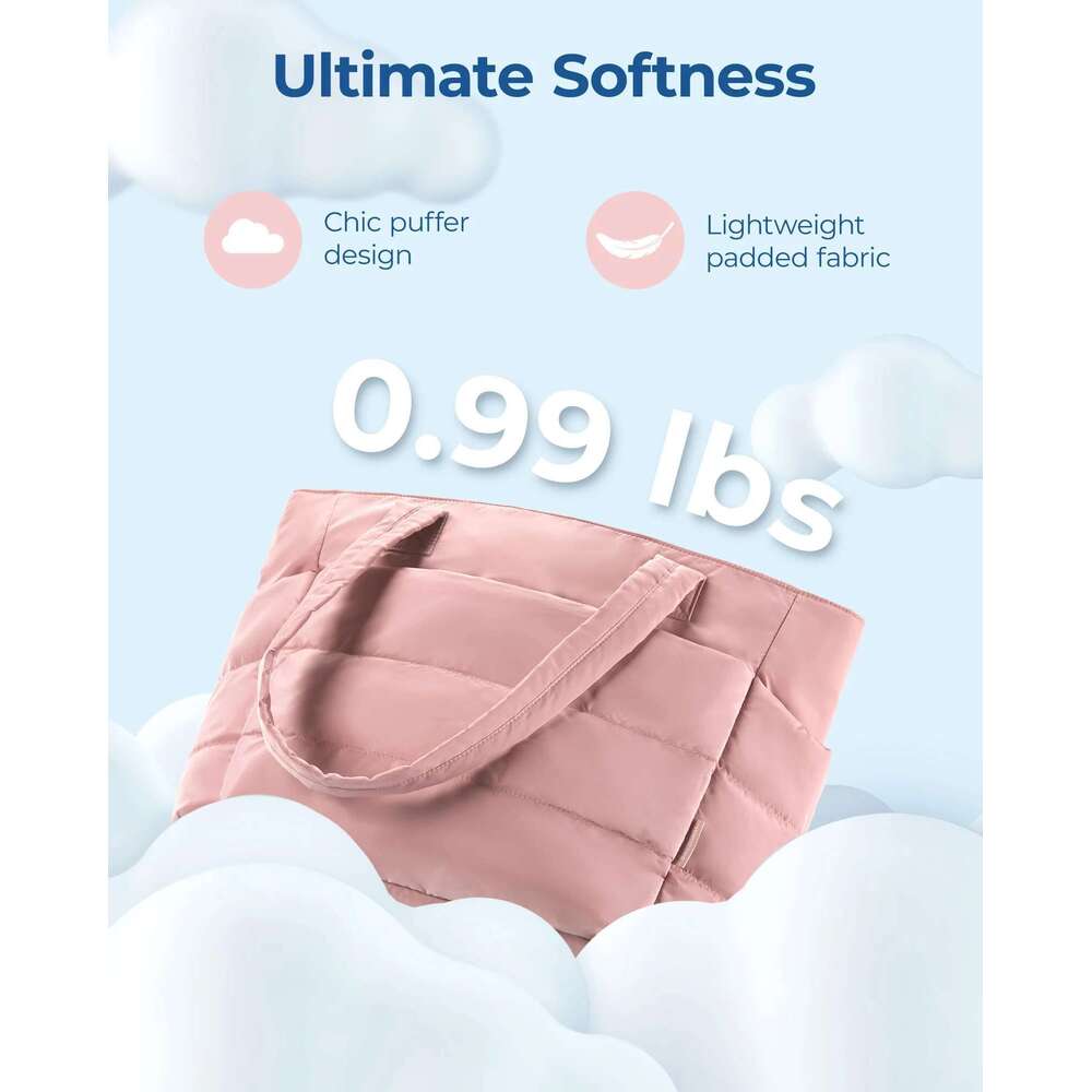 BAGSMART The Bubble Tote Bag Cotton Padded Female Quilting Puffy Shoulder Shopper Purse Simple Daily Handbag Women's Bags
