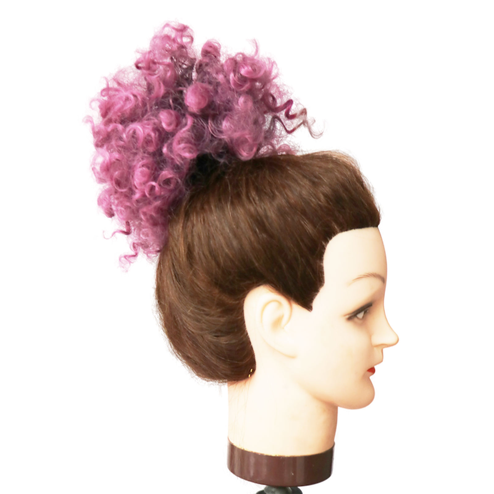 Ombre Color Afro Puff Drawstring Ponytail Bun with Bangs-Heat Resistant Synthetic Kinky Curly Ponytail Updo Hair Extensions with Two Clips, Curly Wome