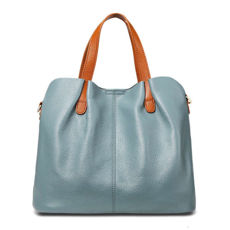 Tote Bag Commuter Leather High End High Capacity Tote Bag With Contrasting Color Top Layer Cowhide For Women S Niche Crossbody Handbag KQ