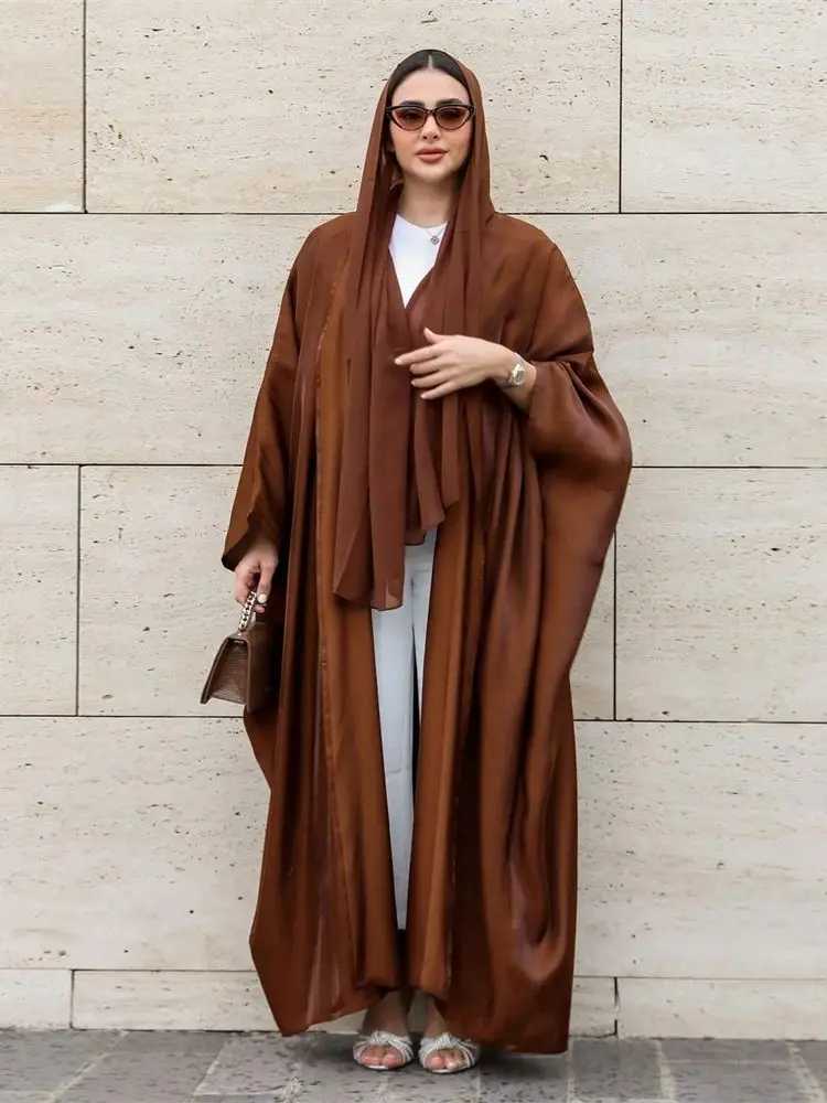 Ramadan Dubai Satin Modest Open Butterfly Batwing Kimono Abaya Cardigan Islam Muslim Dress For Women Ka Robe Musulmane X250514