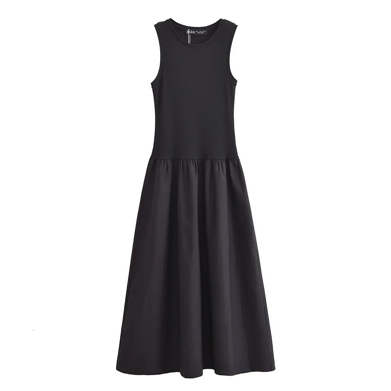 TRAF Womens Black Long Dresses Spring Sleeveless Elegant Fashion Casual Vintage Party Khaki Vestidos 250514