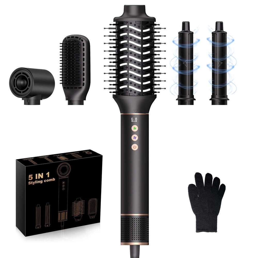 5 in 1 High Speed Hot Air Hair Brush 110000RPM, 20m/s Airflow, 0.75LB Aluminum, Ionic Blow Dryer for Styling & Curling