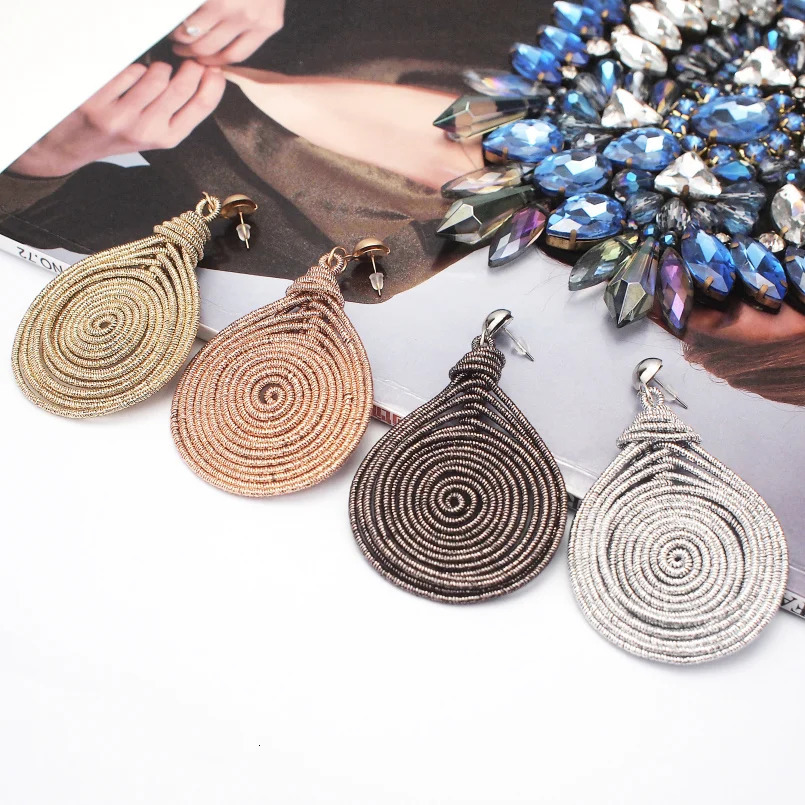 MANILAI Bohemian Alloy Spiral Round Statement Earrings Womens Vintage Metal Drop Dangle Earrings Fashion Handmade Jewelry 250513
